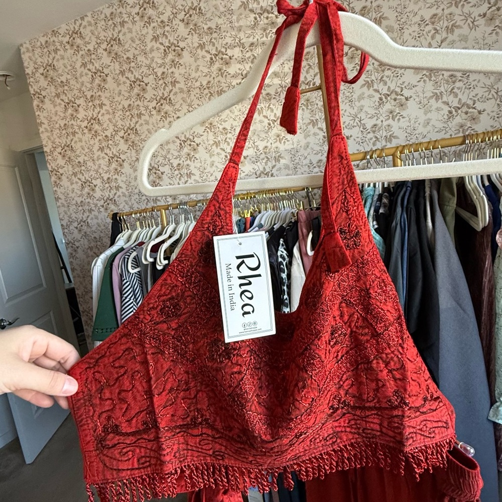 Chic Red Lace Halter Chemise